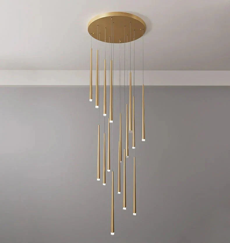 Minimalism Foyer Staircase Chandelier Ceiling Pendant Lighting Fixture For Living Room Entryway In Gold/ Black Finish - Joyfuzzy