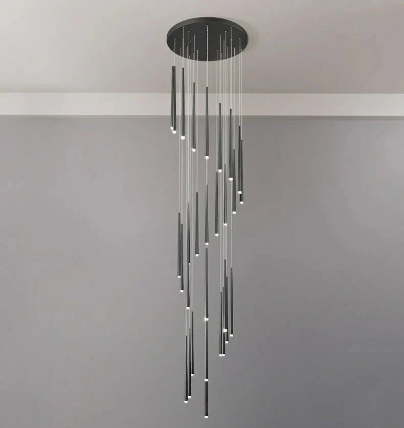 Minimalism Foyer Staircase Chandelier Ceiling Pendant Lighting Fixture For Living Room Entryway In Gold/ Black Finish - Joyfuzzy