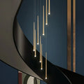 Minimalism Foyer Staircase Chandelier Ceiling Pendant Lighting Fixture For Living Room Entryway In Gold/ Black Finish - Joyfuzzy