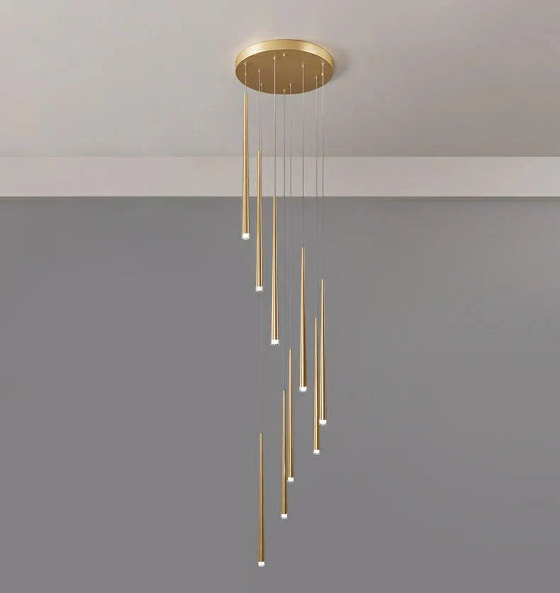 Minimalism Foyer Staircase Chandelier Ceiling Pendant Lighting Fixture For Living Room Entryway In Gold/ Black Finish - Joyfuzzy