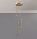 Minimalism Foyer Staircase Chandelier Ceiling Pendant Lighting Fixture For Living Room Entryway In Gold/ Black Finish - Joyfuzzy