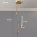 Minimalism Foyer Staircase Chandelier Ceiling Pendant Lighting Fixture For Living Room Entryway In Gold/ Black Finish - Joyfuzzy