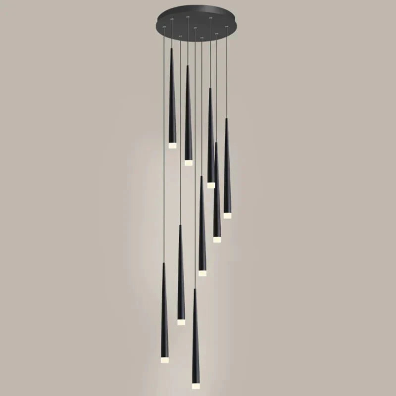Minimalism Foyer Staircase Chandelier Ceiling Pendant Lighting Fixture For Living Room Entryway In Gold/ Black Finish - Joyfuzzy