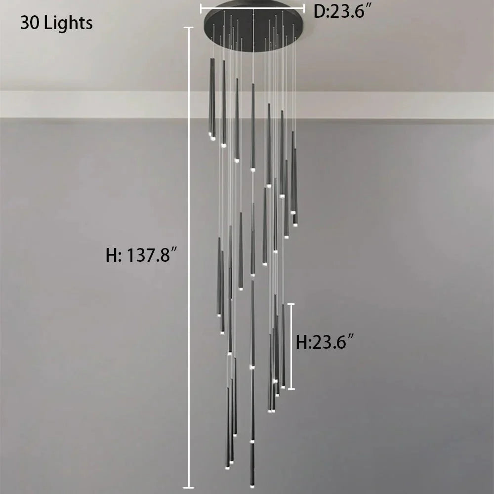 Minimalism Foyer Staircase Chandelier Ceiling Pendant Lighting Fixture For Living Room Entryway In Gold/ Black Finish - Joyfuzzy