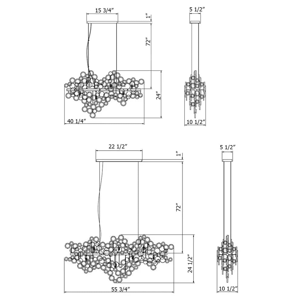 Mirella Trento Clustered Glass Linear Chandelier - Joyfuzzy