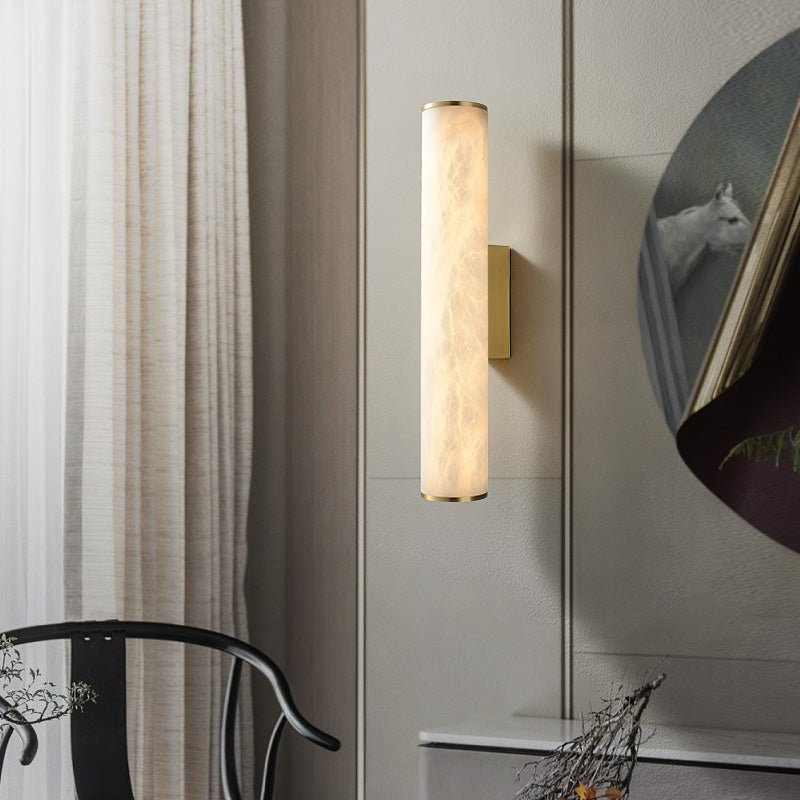 Modern Alabaster Bathroom Sconce - LargeBrassJoyfuzzy