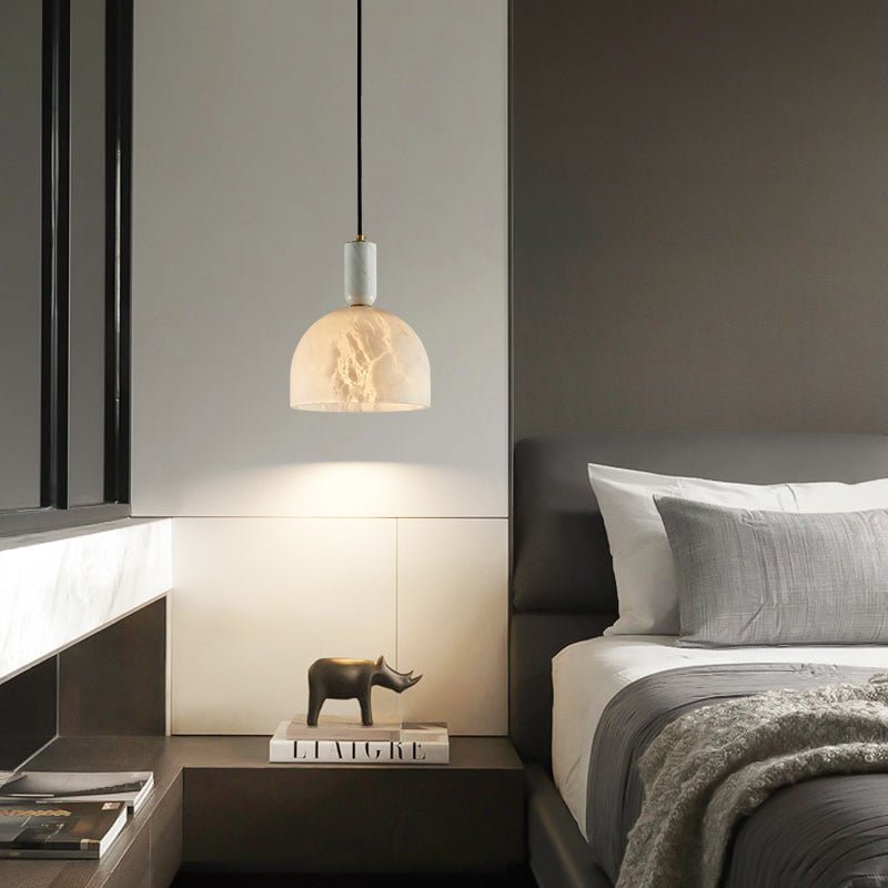 Modern Alabaster Bedside Pendant Light, Bedroom Pendant Lamp - SmallJoyfuzzy