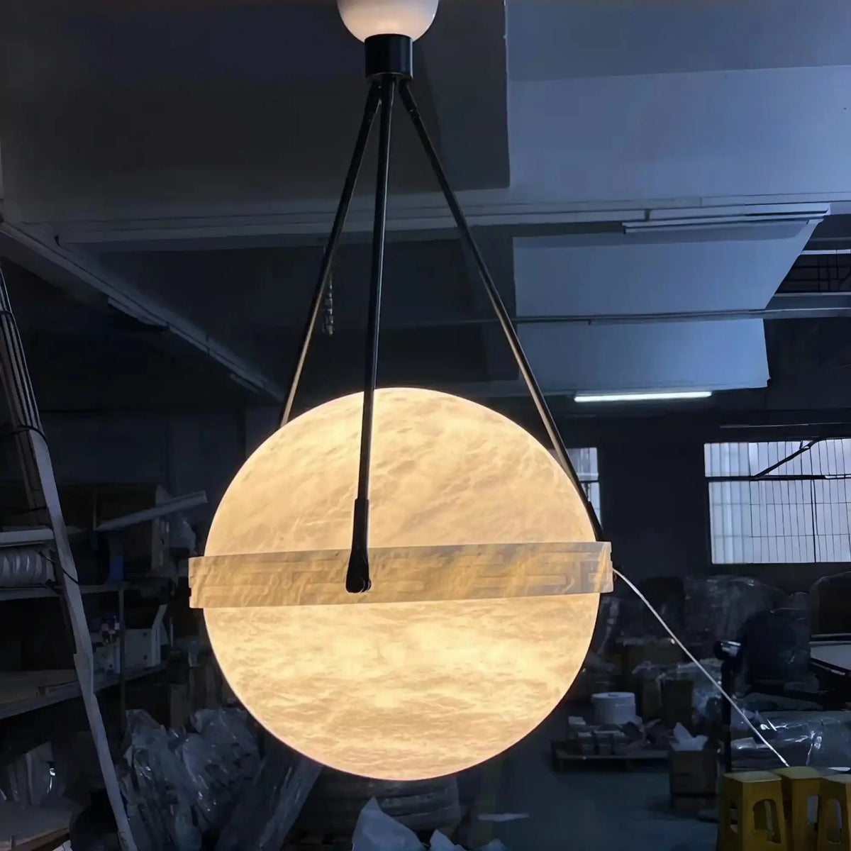 Modern Alabaster Globe Pendant Light - Joyfuzzy
