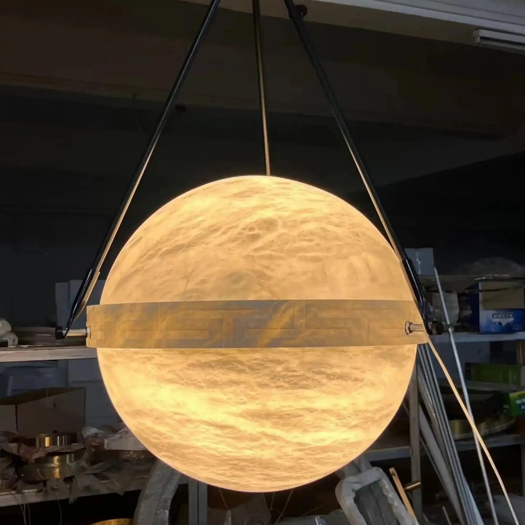 Modern Alabaster Globe Pendant Light