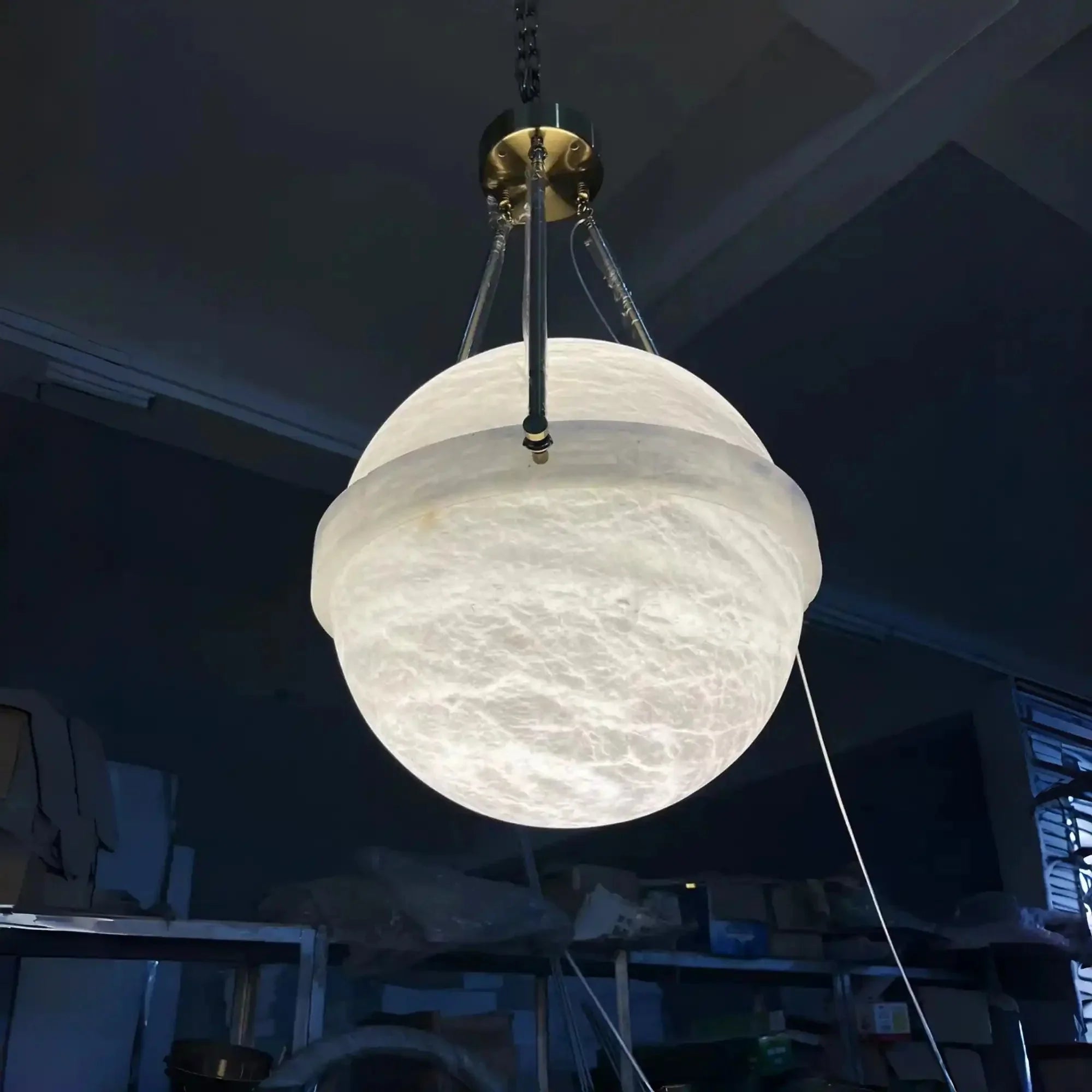 Modern Alabaster Globe Pendant Light