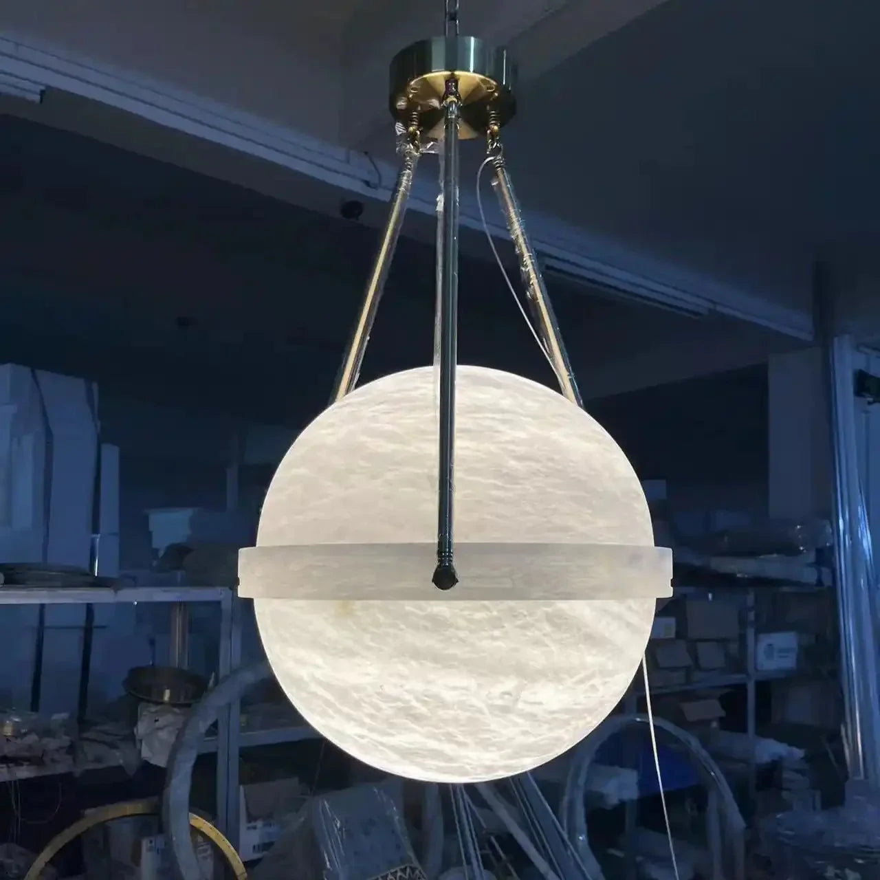 Modern Alabaster Globe Pendant Light