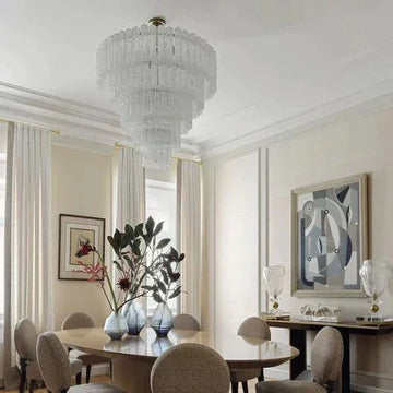 Modern Art Design 3/4/5/7 - Tier Hand - blown Glass Tiered Chandelier - Joyfuzzy