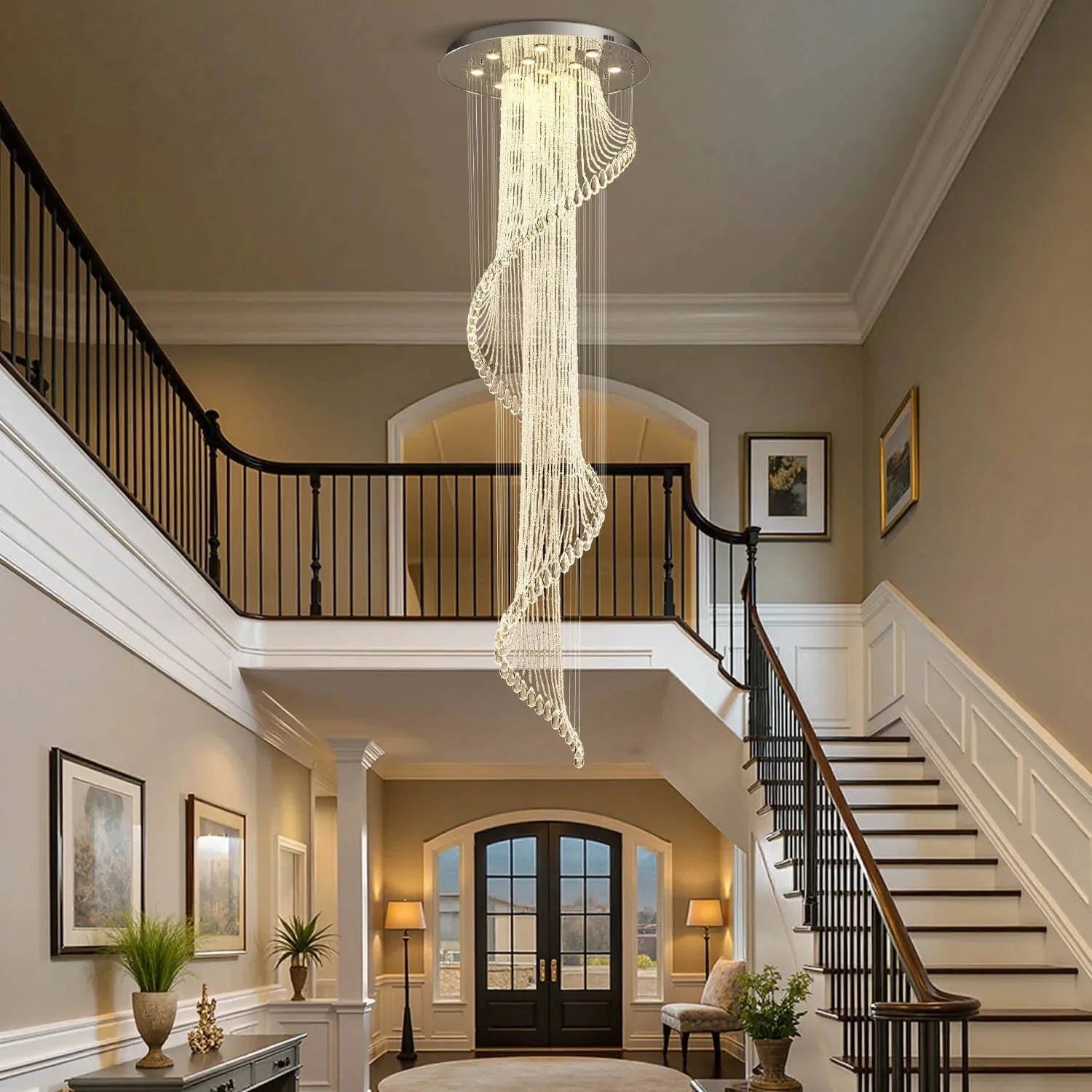 Modern Art Design Crystal Spiral Raindrop Chandelier - Joyfuzzy