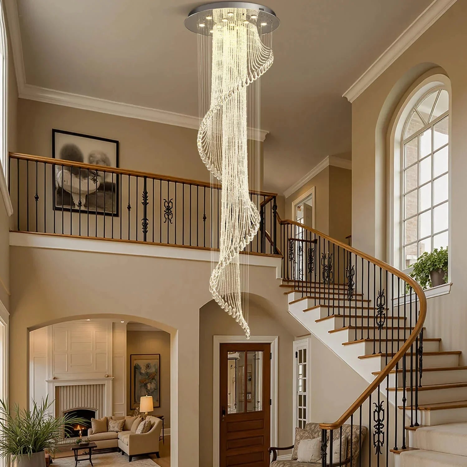 Modern Art Design Crystal Spiral Raindrop Chandelier - Joyfuzzy