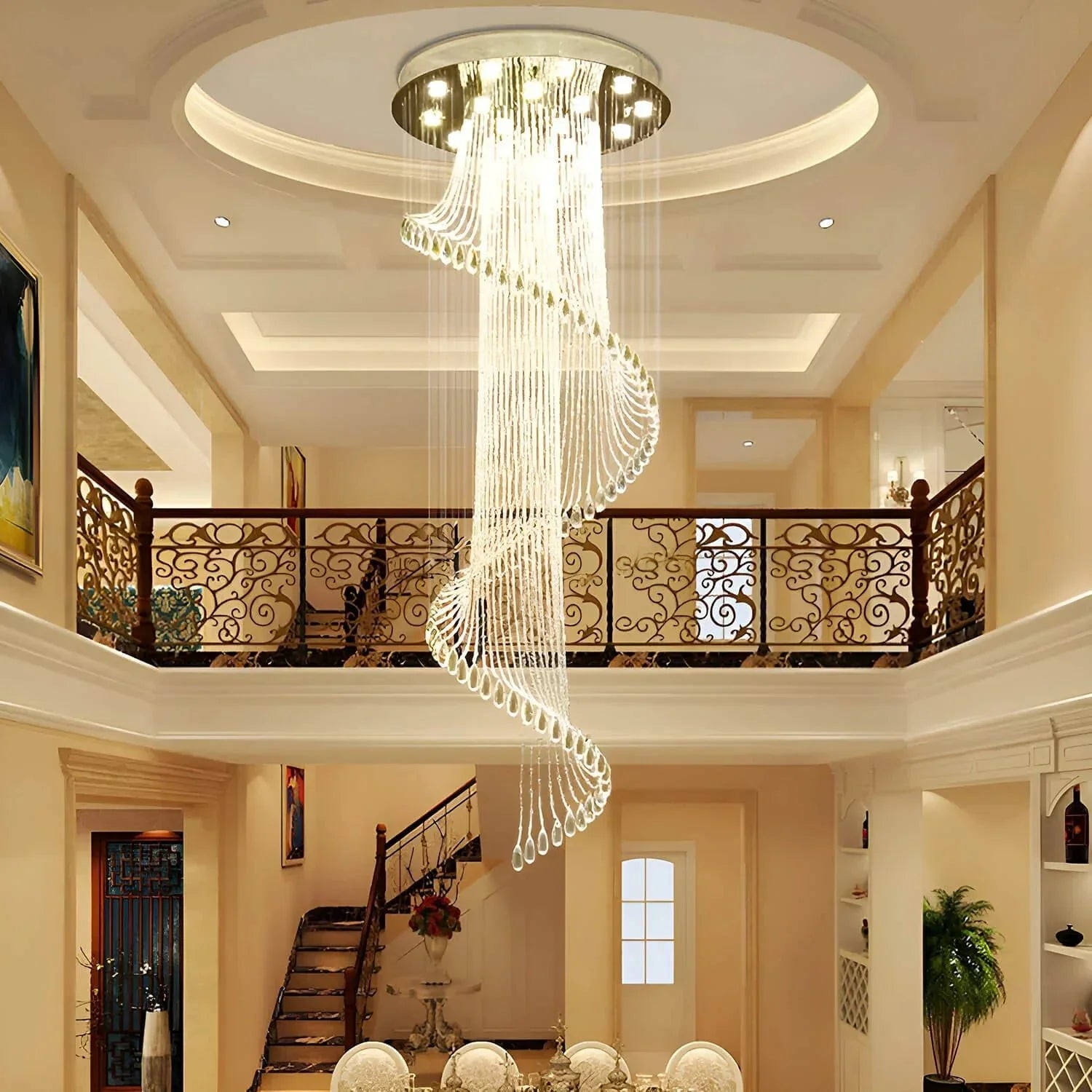 Modern Art Design Crystal Spiral Raindrop Chandelier - Joyfuzzy
