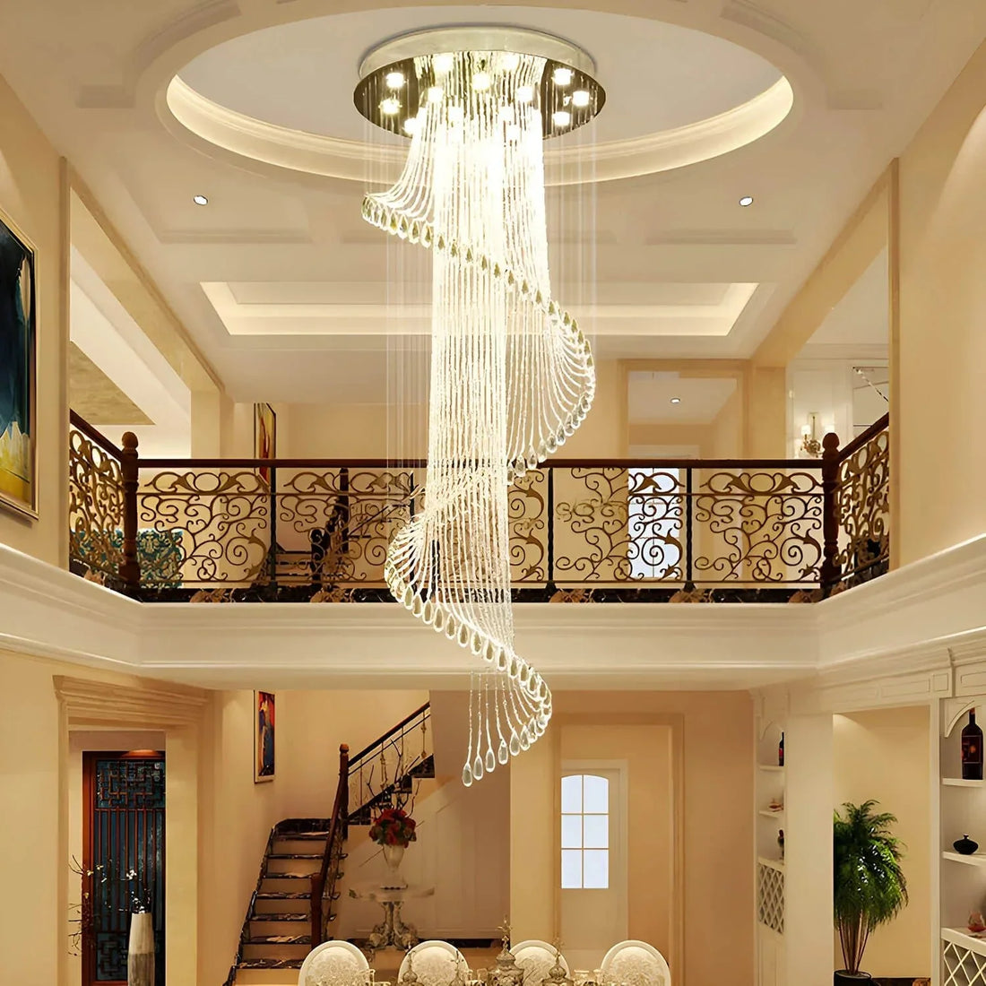 Modern Art Design Crystal Spiral Raindrop Chandelier - Joyfuzzy