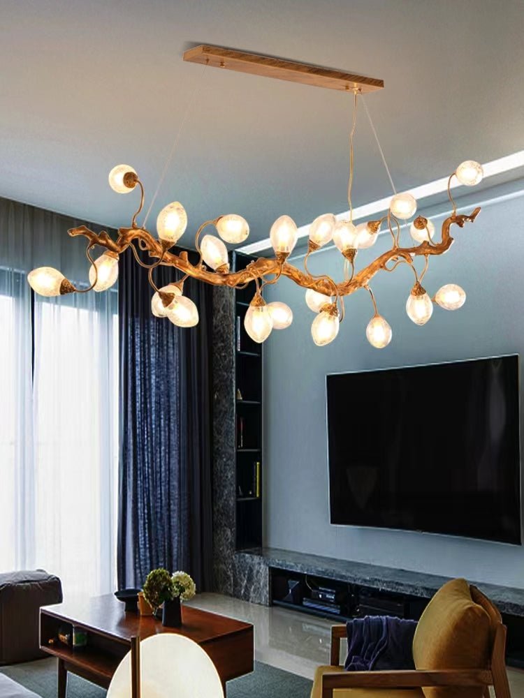 Modern Art Extra Large Branch Style Chandelier with Clear Bubble Glass Eggs for Dining Room and Living Room - 30 Lights: L68.9"*W16.5"*H17.7"Warm LightJoyfuzzy