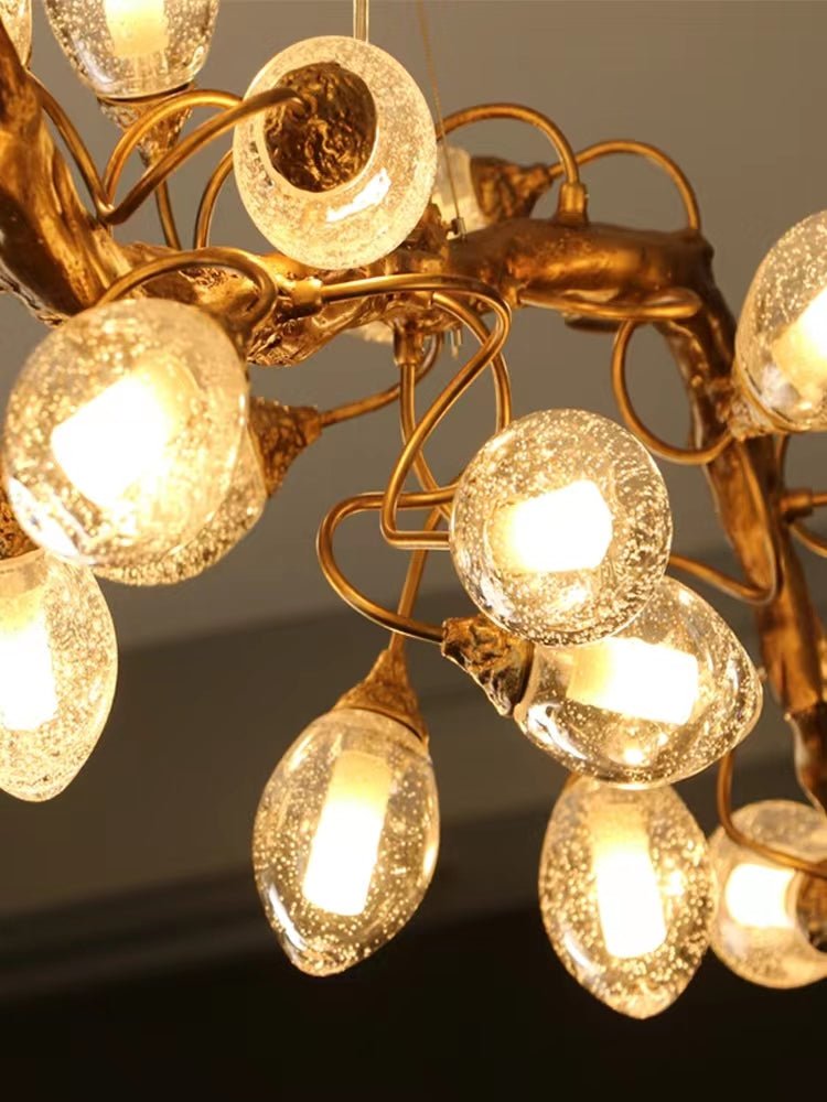 Modern Art Extra Large Branch Style Chandelier with Clear Bubble Glass Eggs for Dining Room and Living Room - 30 Lights: L68.9"*W16.5"*H17.7"Warm LightJoyfuzzy