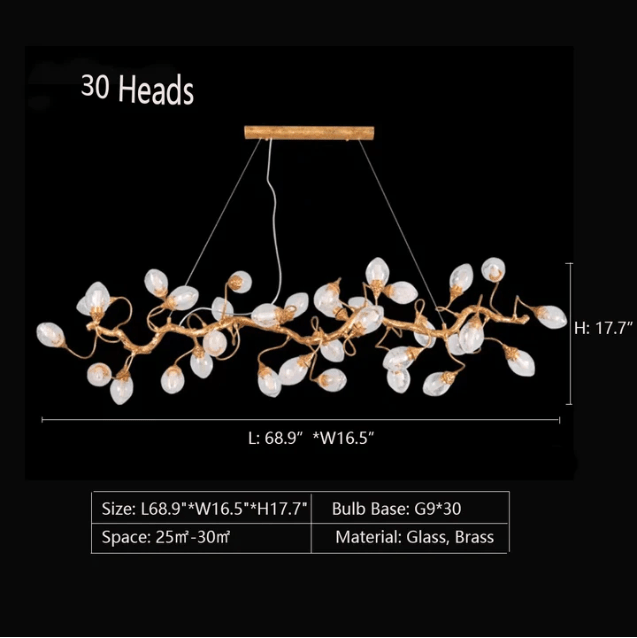 Modern Art Extra Large Branch Style Chandelier with Clear Bubble Glass Eggs for Dining Room and Living Room - 30 Lights: L68.9"*W16.5"*H17.7"Warm LightJoyfuzzy