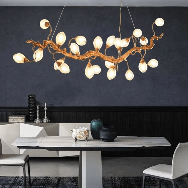 Modern Art Extra Large Branch Style Chandelier with Clear Bubble Glass Eggs for Dining Room and Living Room - 12 Lights: L39.4"*W16.5"*H17.7"Warm LightJoyfuzzy