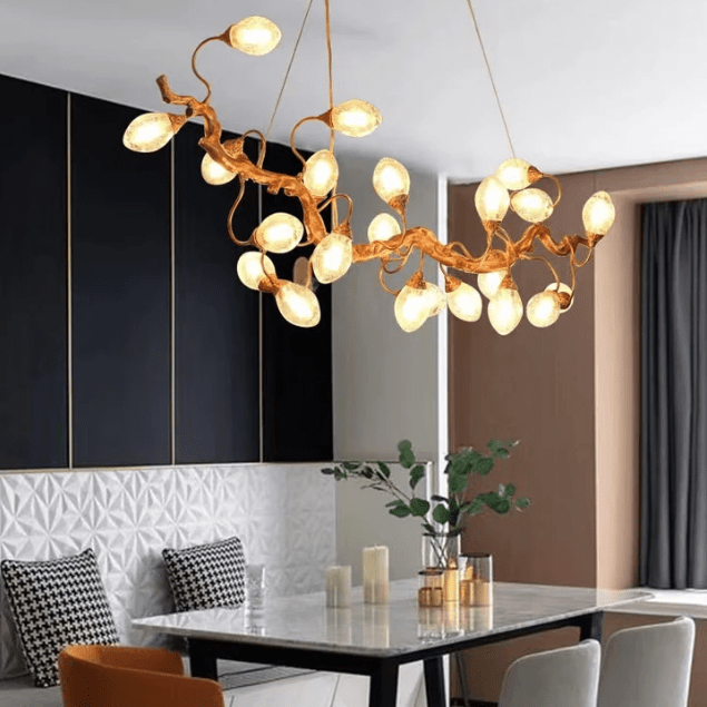 Modern Art Extra Large Branch Style Chandelier with Clear Bubble Glass Eggs for Dining Room and Living Room - 12 Lights: L39.4"*W16.5"*H17.7"Warm LightJoyfuzzy