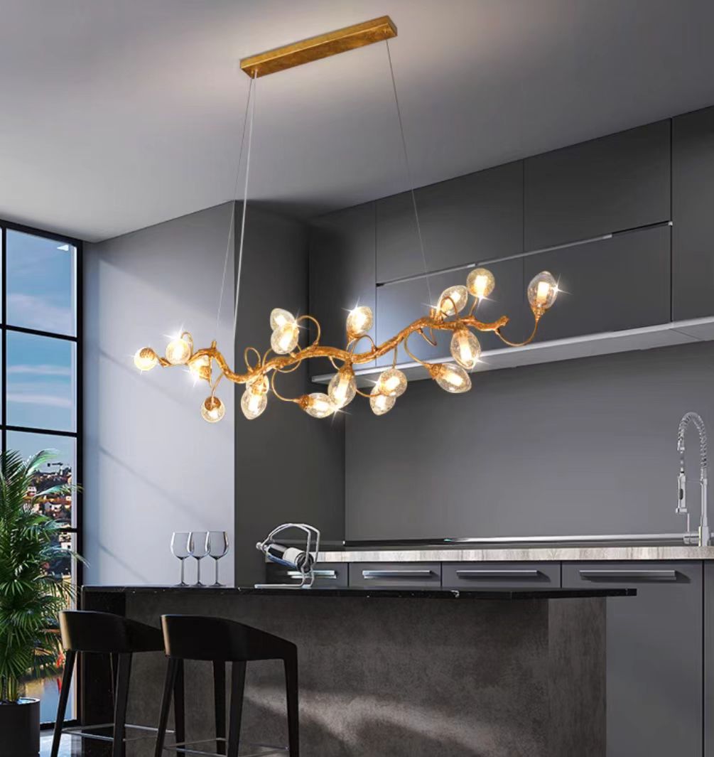 Modern Art Extra Large Branch Style Chandelier with Clear Bubble Glass Eggs for Dining Room and Living Room - 12 Lights: L39.4"*W16.5"*H17.7"Warm LightJoyfuzzy
