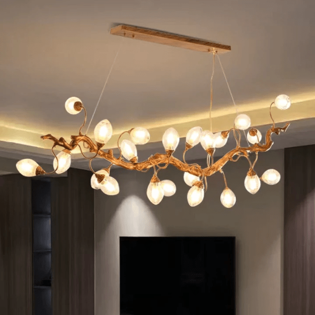 Modern Art Extra Large Branch Style Chandelier with Clear Bubble Glass Eggs for Dining Room and Living Room - 12 Lights: L39.4"*W16.5"*H17.7"Warm LightJoyfuzzy