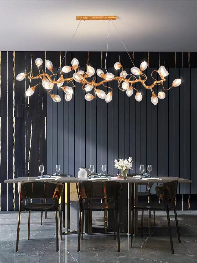 Modern Art Extra Large Branch Style Chandelier with Clear Bubble Glass Eggs for Dining Room and Living Room - 21 Lights: L59.0"*W16.5"*H17.7"Warm LightJoyfuzzy