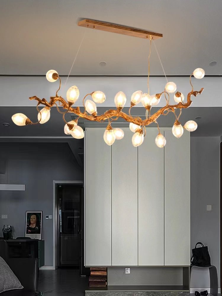 Modern Art Extra Large Branch Style Chandelier with Clear Bubble Glass Eggs for Dining Room and Living Room - 16 Lights: L47.2"*W16.5"*H17.7"Warm LightJoyfuzzy