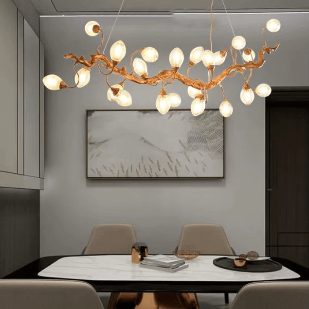 Modern Art Extra Large Branch Style Chandelier with Clear Bubble Glass Eggs for Dining Room and Living Room - 12 Lights: L39.4"*W16.5"*H17.7"Warm LightJoyfuzzy