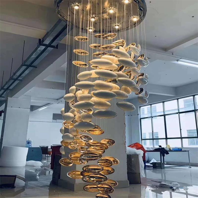 Modern Artistic Unique Golden Dragon Egg Pendant Ceiling Light Fixture for Staircase/ Sales Center/ Hotel - Joyfuzzy