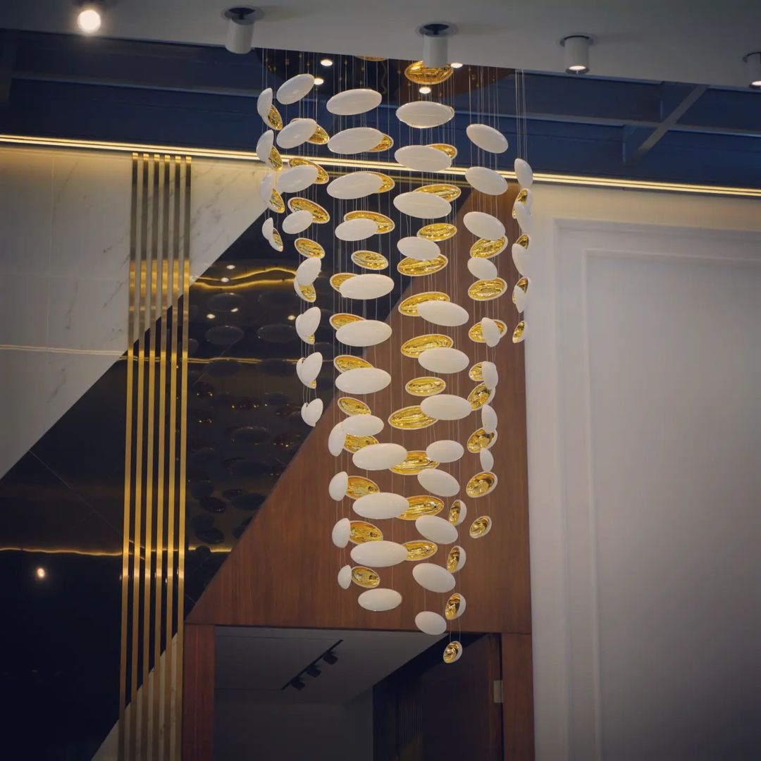 Modern Artistic Unique Golden Dragon Egg Pendant Ceiling Light Fixture for Staircase/ Sales Center/ Hotel - Joyfuzzy