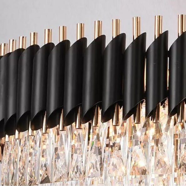 Modern Black Iron Crystal Chandelier For Foyer Staircase Luxurious Design Ceiling Light Fixture - D 70.9'' * H 102.4''Warm LightJoyfuzzy