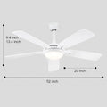 Modern Ceiling Fans with Lights 6 Speeds Reversible Dual Finish Wooden Blades 52