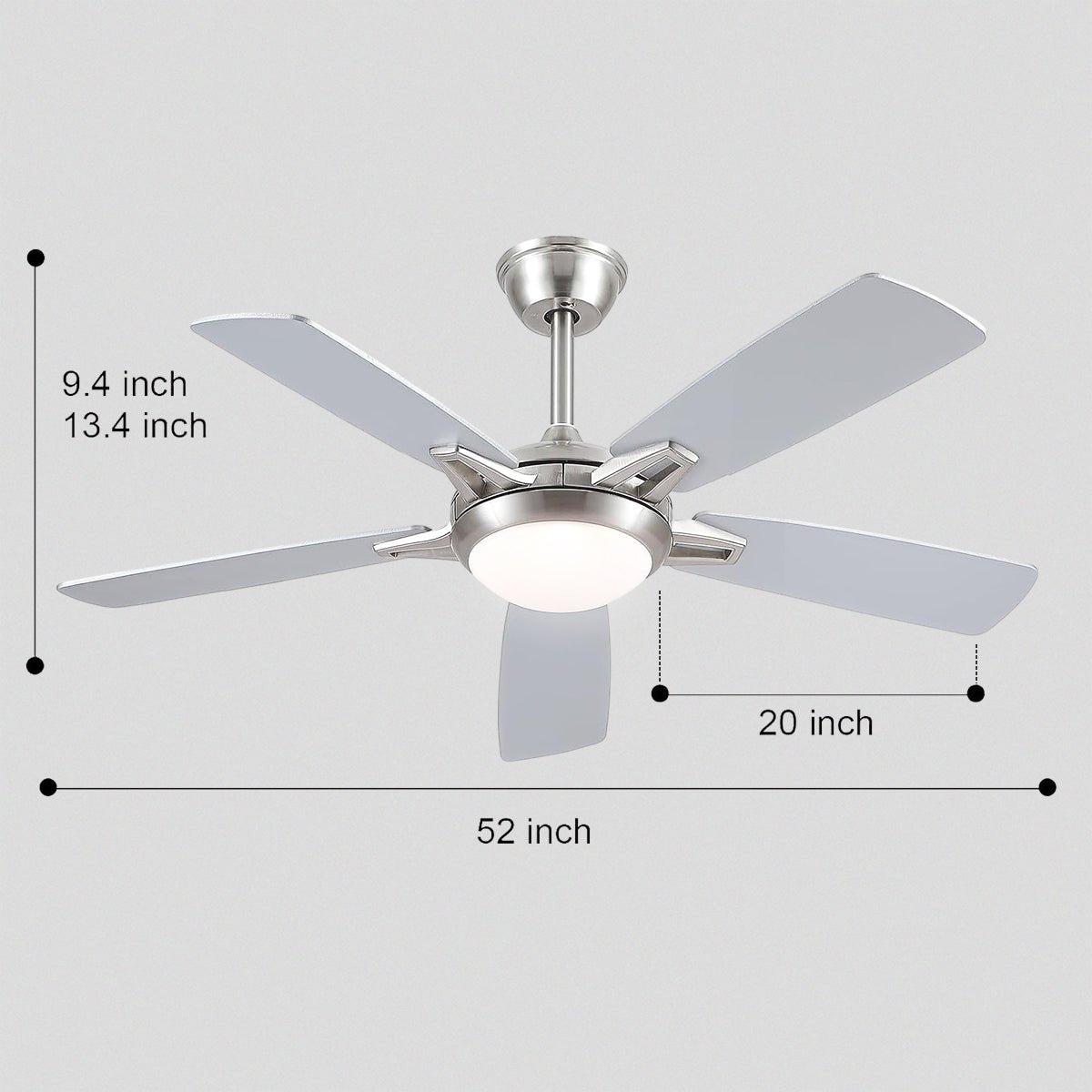 Modern Ceiling Fans with Lights 6 Speeds Reversible Dual Finish Wooden Blades 52" - Joyfuzzy