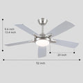 Modern Ceiling Fans with Lights 6 Speeds Reversible Dual Finish Wooden Blades 52