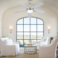 Modern Ceiling Fans with Lights 6 Speeds Reversible Dual Finish Wooden Blades 52