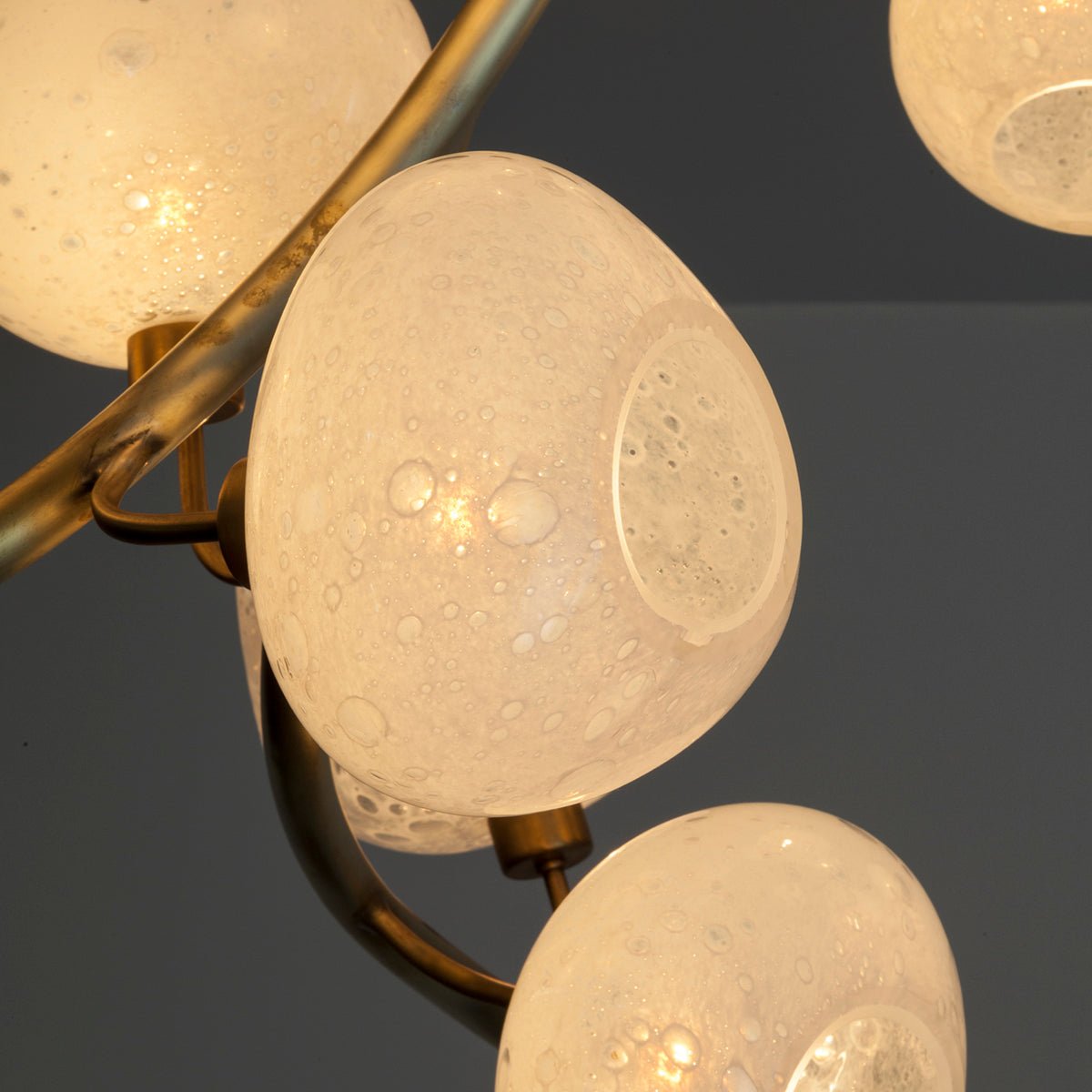 Modern Chandelier with Irregular Glass Lampshades and Brass Branches - L47"*W42"*H50"Warm LightJoyfuzzy