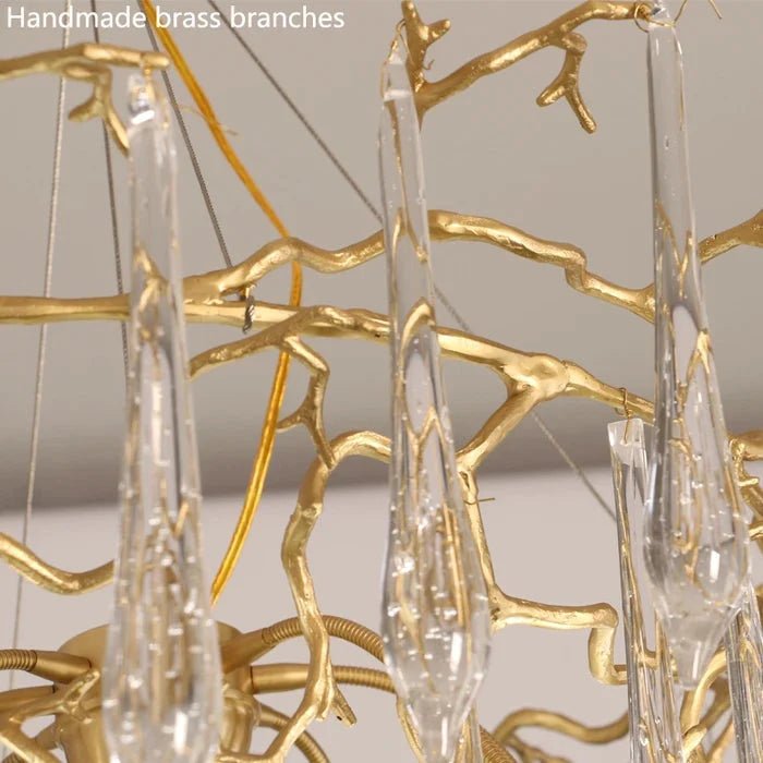 Modern Crystal Droplet Branch Staircase Chandelier - DIAMETER 100 CM（39.3IN） X HEIGHT 135 CM（53 IN）Joyfuzzy