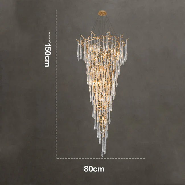 Modern Crystal Droplet Branch Staircase Chandelier - DIAMETER 100 CM（39.3IN） X HEIGHT 135 CM（53 IN）Joyfuzzy
