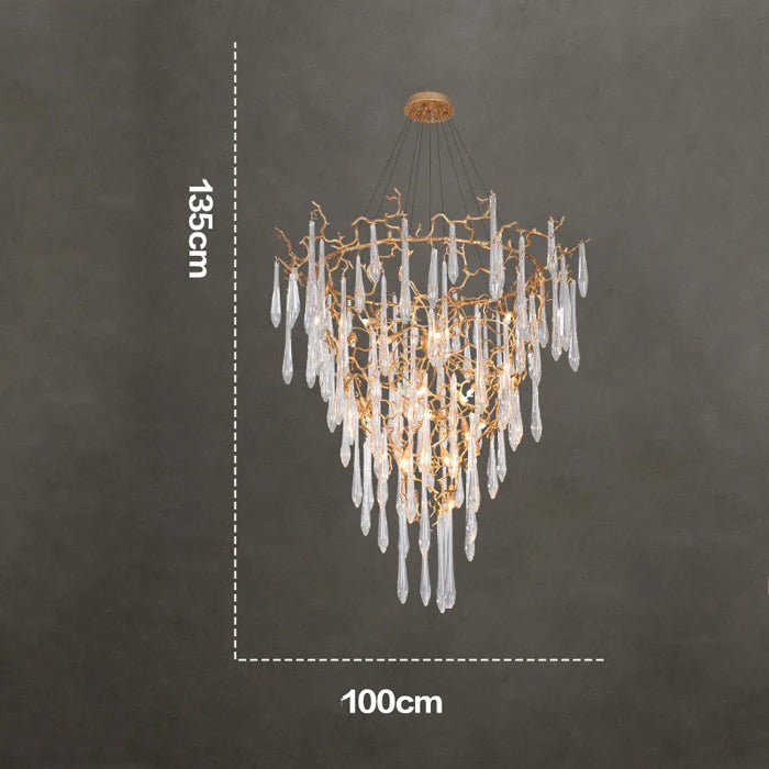 Modern Crystal Droplet Branch Staircase Chandelier - DIAMETER 100 CM（39.3IN） X HEIGHT 135 CM（53 IN）Joyfuzzy