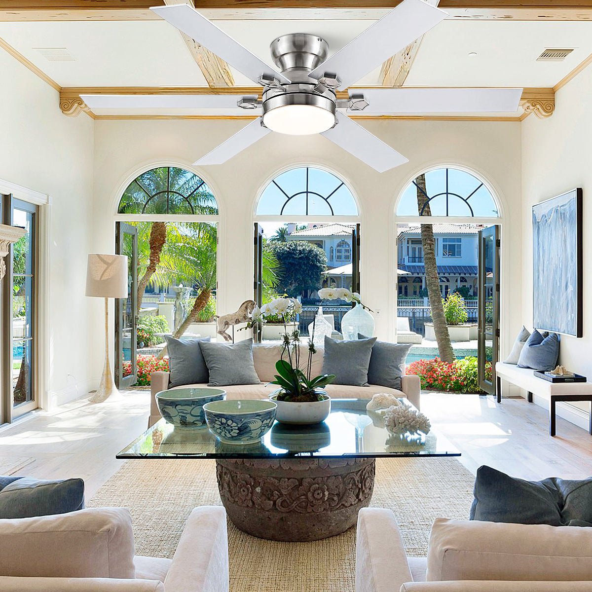 Modern Flush Mount Fans Light Ceiling Fans with Lights Black Low Profile Ceiling Fans 52“ - Joyfuzzy