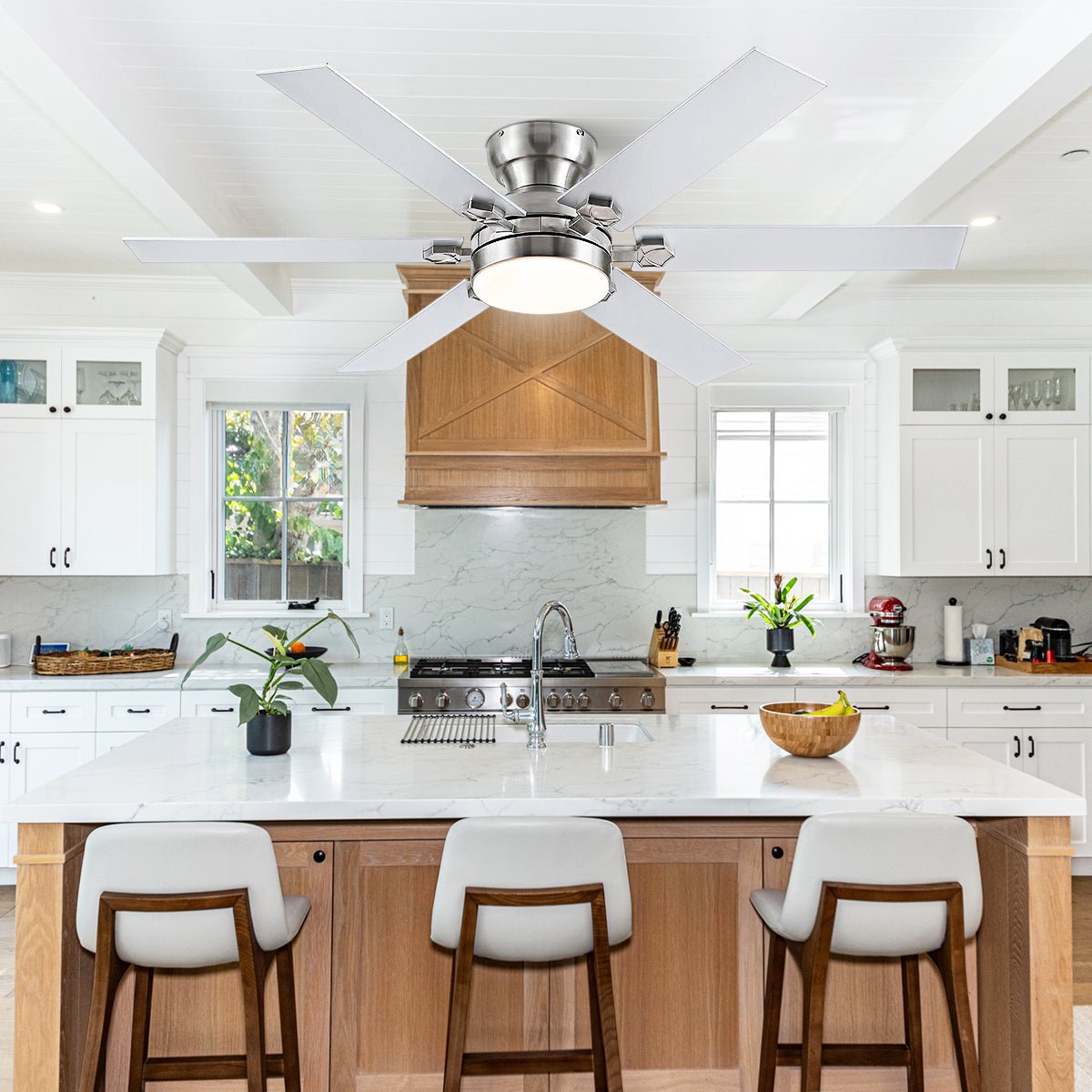 Modern Flush Mount Fans Light Ceiling Fans with Lights Black Low Profile Ceiling Fans 52“ - Joyfuzzy