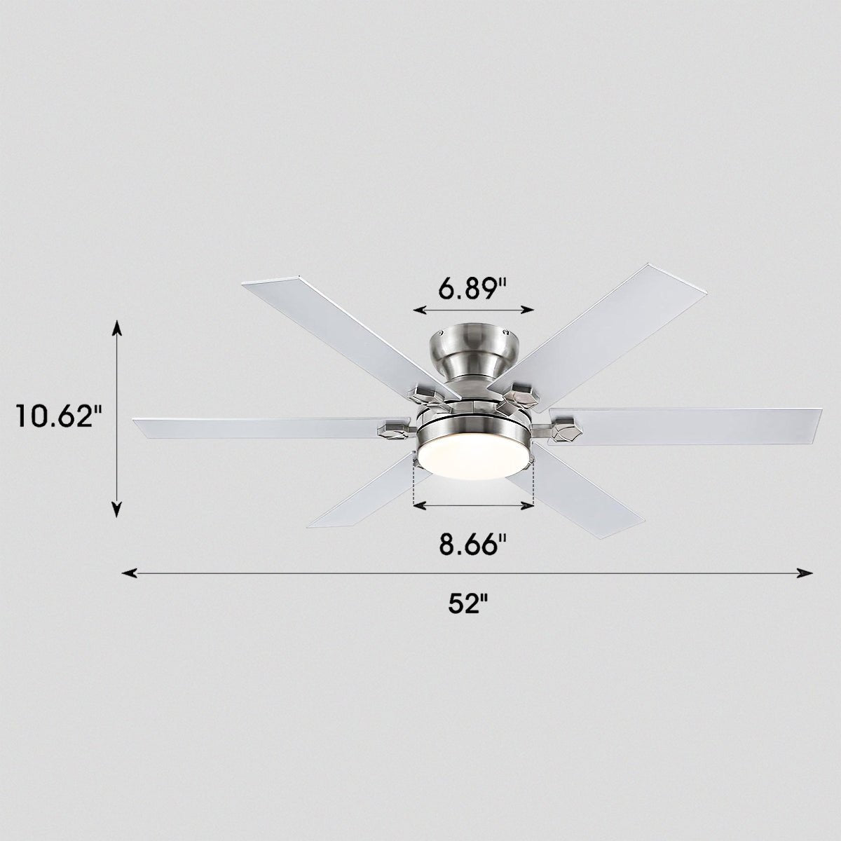 Modern Flush Mount Fans Light Ceiling Fans with Lights Black Low Profile Ceiling Fans 52“ - Joyfuzzy