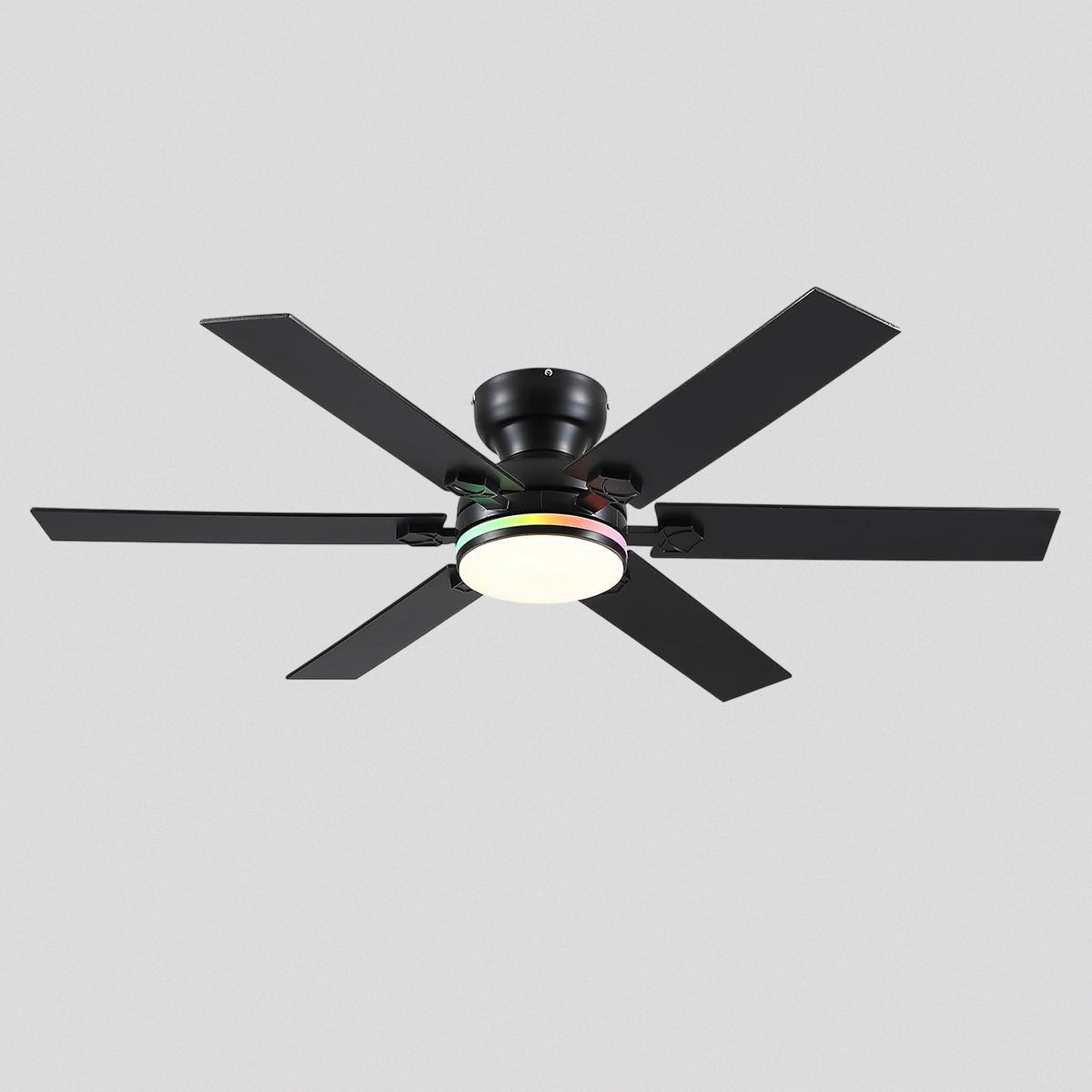 Modern Flush Mount Fans Light Ceiling Fans with Lights Black Low Profile Ceiling Fans 52“ - Joyfuzzy