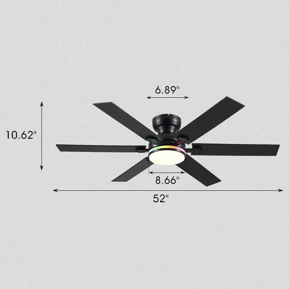 Modern Flush Mount Fans Light Ceiling Fans with Lights Black Low Profile Ceiling Fans 52“ - Joyfuzzy