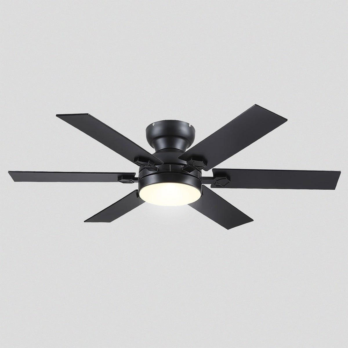 Modern Flush Mount Fans Light Ceiling Fans with Lights Black Low Profile Ceiling Fans 52“ - Joyfuzzy