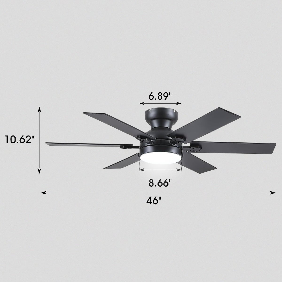 Modern Flush Mount Fans Light Ceiling Fans with Lights Black Low Profile Ceiling Fans 52“ - Joyfuzzy