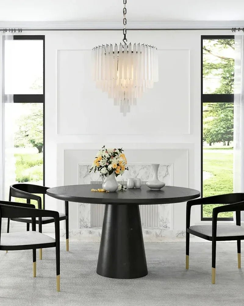 Modern Glass Rod Brass/Chrome Lorelei Waterfall Round Tiered Chandelier - 4 - light - D45*H30CM/D17.72"*H11.81" - CeilingWarm Light (3000K)BrassJoyfuzzy