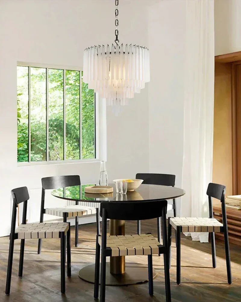 Modern Glass Rod Brass/Chrome Lorelei Waterfall Round Tiered Chandelier - 4 - light - D45*H30CM/D17.72"*H11.81" - CeilingWarm Light (3000K)BrassJoyfuzzy